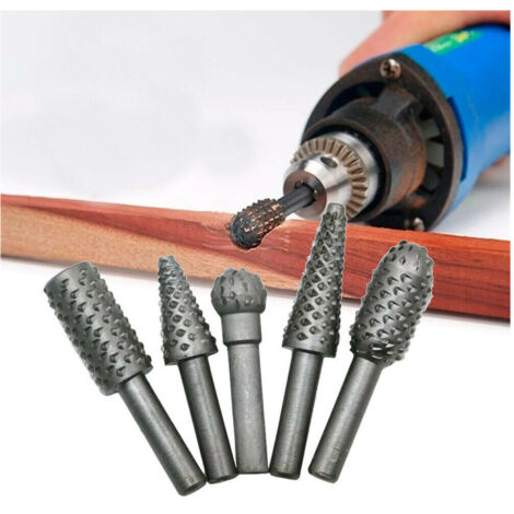 TRADE SHOP - 5 Punte Frese Per Mini Trapano Raspa Levigatura Modellismo Intaglio Legno 6 Mm - (1/2)