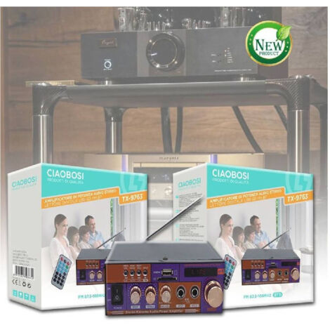 TRADE SHOP - Amplificatore Di Potenza Audio Stereo Con Lettore Digitale Usb Sd Fm Bt Tx-9763 -