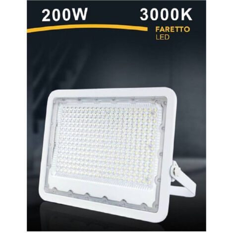 TRADE SHOP - Faro Led 200 Watt Ultra Slim Esterno Bianco Ip65 Luce 6500k 4000k 3000k Fs200w-b - -Bianco Caldo      -