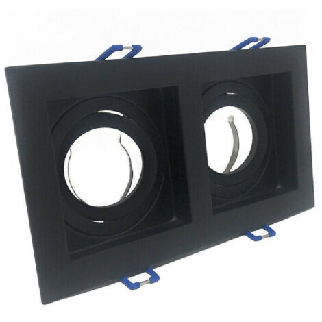 TRADE SHOP - Portafaretto Incasso Orientabile Doppio Per Due Faretti Per Controsoffitta P24 - Nero (1/3)