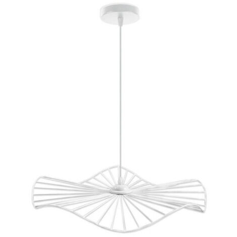 Trade Shop - Lampadario Da Soffitto Pendente A Sospensione Rotonda Plafoniera Lampada E27 B31 Bianco (1/2)