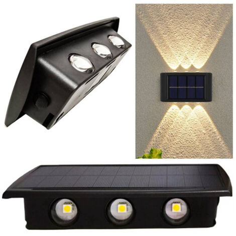 TRADE SHOP - Applique Segnapasso Da Esterno A Parete Energia Solare Pannello Up And Down 6led -