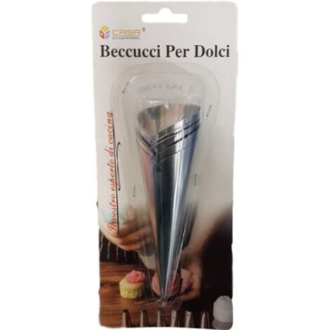 TRADE SHOP - Set 5 Cono Acciaio Pasticceria Cannolo Cannoli Cornetti Stampo Cucina Dolce Casa -