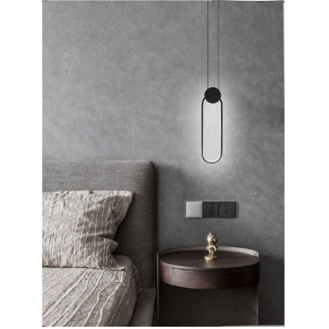 TRADE SHOP - Lampadario Led Sospensione Moderno Metallo Nero 14w Luce 3000k 4000k 6500k Lp-03 - -Bianco Freddo -
