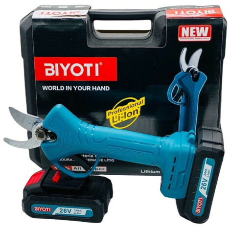 TrAdE Shop Traesio - Forbice Da Potatura A Batteria Cesoia Tronca Rami 26v Cordless 2 Batterie 3.0ah -