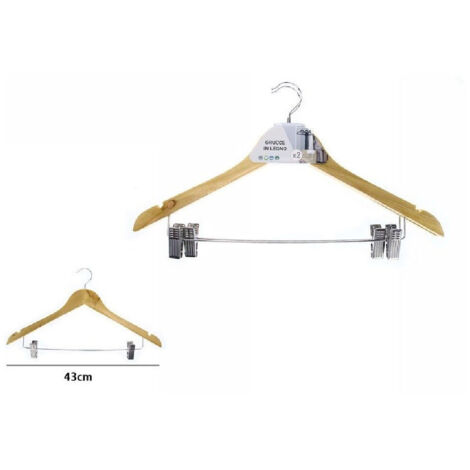 Grucce in legno per gonne con clip regolabili, grucce per pantaloni