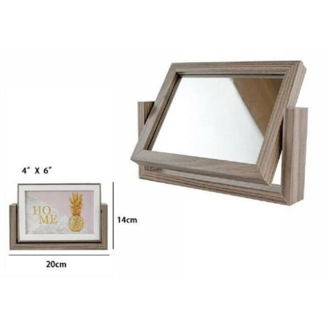 TRADE SHOP - Cornice Per Foto Fotografie Con Specchio 10 X 15 Cm Doppia Girevole In Legno -
