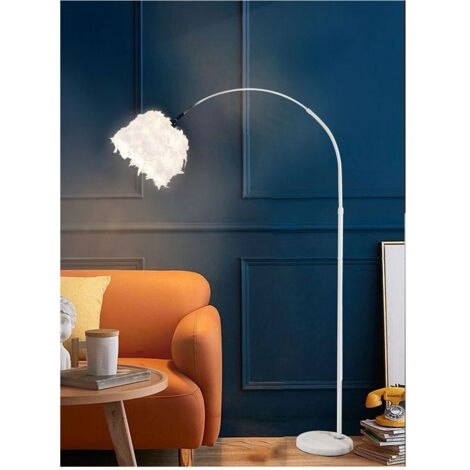 TRADE SHOP - Lampada Da Terra In Metallo Piuma Attacco E27 Max.60w 185x110 Cm Bianco Rosa D26 - Bianco