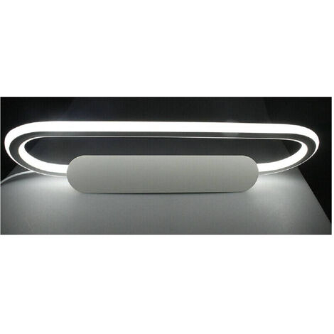 TRADE SHOP - Applique Led Lampada Da Specchio 16w Ovale Bagno Luce 3000k 6500k 4000k 45cm F06 - -Bianco Freddo      -