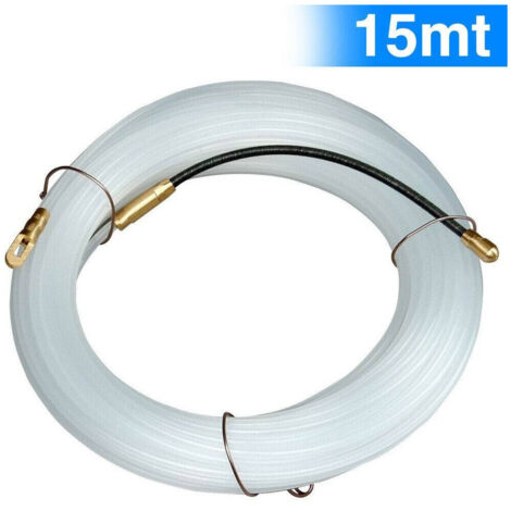 TRADE SHOP - Sonda Passacavi Elettricista 15mt Tiracavi Tirafili Cavi Elettrici 3mm Bianco -