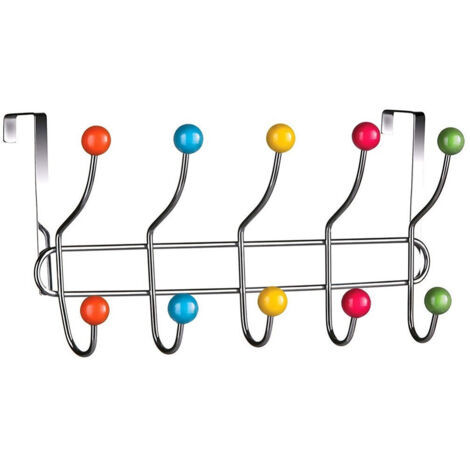 TRADE SHOP - Appendiabiti Da Porta Con 10 Ganci E Pomelli Multicolore Gancio Dietro Porta -