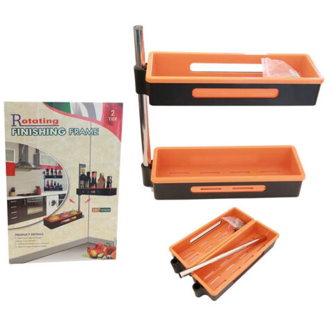 TRADE SHOP - Mensola Pensile Da Parete Scaffale Muro 2 Vani Rotante 180° Porta Spezie Salse - (1/5)