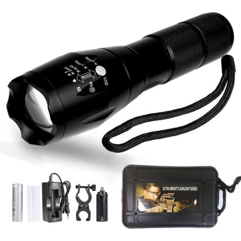 TRADE SHOP - Torcia Tattica Militare A Led Ultra Luminosa 1200 Lmn Impermeabile Con 5 Mod. -