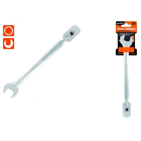TRADE SHOP - Chiave Combinata 17mm Fissa E A Bussola Poligonale Con Snodo Cromo Vanadio 97565 - (1/2)