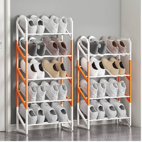Hyfive Scarpiera Estensibile A 2 Ripiani - Organizzatore Salvaspazio Regolabile Da 64 A 120 Cm, Per Corridoio, Armadio E Ingresso, Struttura Robusta Con Piedini Antiscivolo