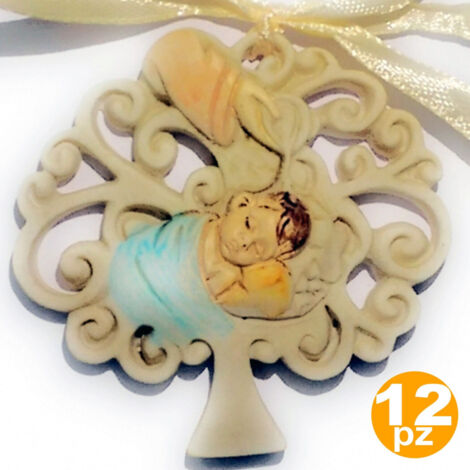 TrAdE Shop Traesio - Bomboniera Bomboniere Battesimo Bambino Albero Della Vita Acqua Santa Appendino - (1/2)