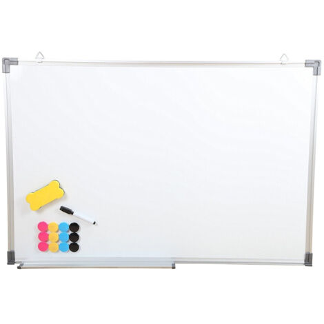 TRADE SHOP - Lavagna Magnetica Xl Struttura Alluminio 40 X 60 Cm + 3 Pennarelli + 12 Magneti -