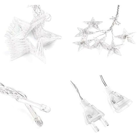 TrAdE Shop Traesio - Tenda Luminosa Natalizia Led Con Stelle Bianco Freddo 2mt Esterno Prolungabile -