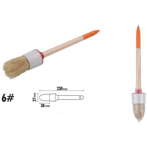 TRADE SHOP - Pennello Pittura Maniglia In Legno Setole Naturali A Testa Tonda 38 Mm 6" 90291 -
