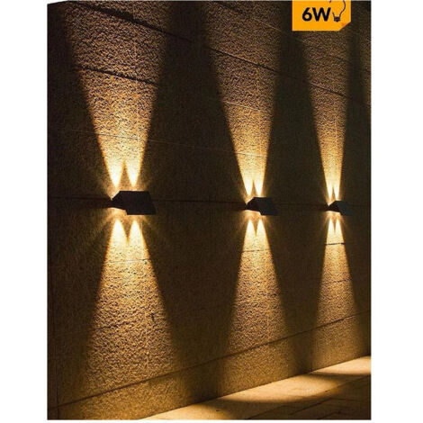 TRADE SHOP - Applique Biemissione Led Lampada Solare Parete Ip65 Luce 3000k 6500k Nero Yh0616 - -Bianco Caldo -