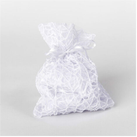 Sacchettini Bomboniera Confetti Rete Con Velo Rosso 10x12cm 10pz