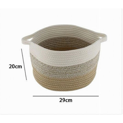 Mkono - Cestino decorativo in corda naturale, decorazione per coperte, giocattoli, vestiti, scarpe, cestino per piante, con maniglie, bianco, 40.6 cm di larghezza x 35.1 cm di lunghezza