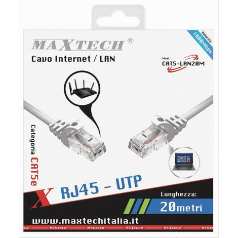 Maxtech Modem MaxTech - Cavo Ethernet Rete Lan Internet Rj45 Cat5 20 Metri Modem Filo ...