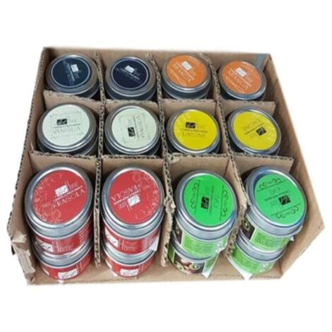 TRADE SHOP - Set 24 Candele Profumate In Barattolini Di Latta Varie Fragranze Ambiente -