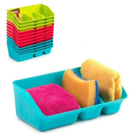 TRADE SHOP - Porta Spugne Portaspugne A 3 Scomparti 21x13xh7.5cm In Plastica Colorata 11258 -