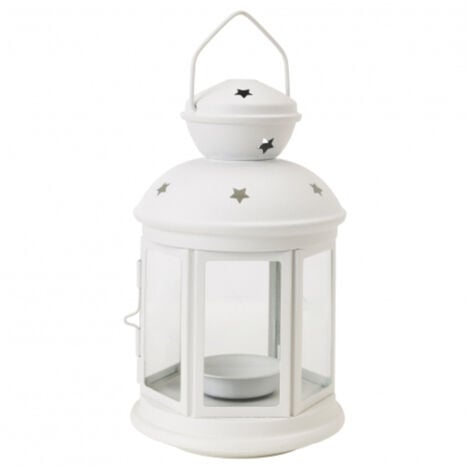 TrAdE Shop Traesio - Lanterna Bianco Portacandela 16x10cm Matrimonio Tea Light Porta Candela Candele -