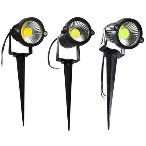 TRADE SHOP - Faretto Led Cob 5 W Picchetto Esterno Giardino Es06 Luce 4000k 6500k 3000k Verde - -Bianco Freddo -