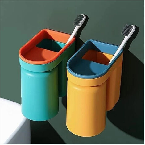 Dispenser Automatico Dentifricio E Portaspazzolino Da Parete - Con 4 Slot E 2 Bicchieri, Per Bagno - Foto 5