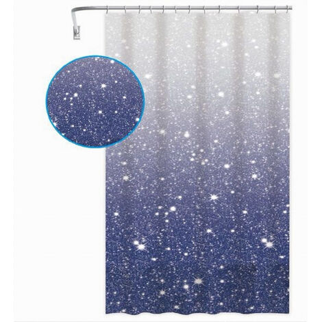 Cleafe - Tenda Doccia Antimuffa Impermeabile 180x180cm Con Anelli Maioliche Azzurri 59530 45565008