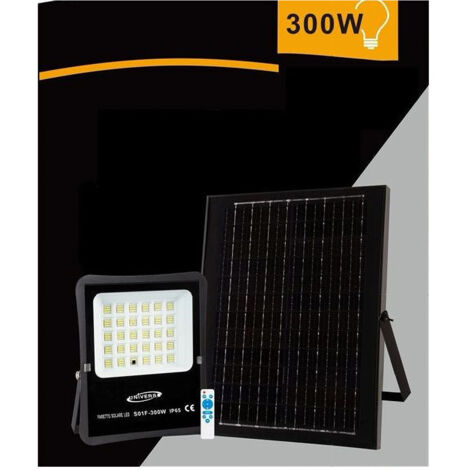 TRADE SHOP - Faretto Faro Led Solare 300w Telecomando Ip65 Luce Bianca Fredda 6500k S01f-300w -