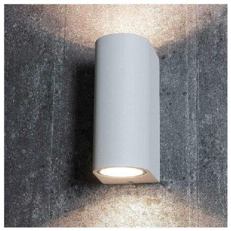TRADE SHOP - Applique Da Esterno Cilindro Up&down Lampada Da Parete Giardino 2xgu10 Ip65 Es14 - Bianco