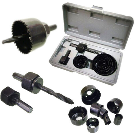TRADE SHOP - Set Frese Legno A Tazza Kit Seghe Fora Legno Plastica 11 Pz Attacco Per Trapano -