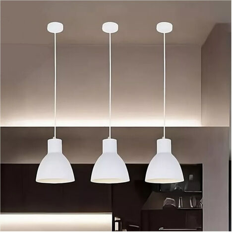 Lampadario A Sospensione E27 Ferro Paralume Moderno Contemporaneo Campana Bianco 33313 - Foto 5