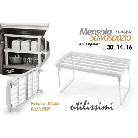 Kaela - Mensola Salvaspazio Organizer Cucina Armadio Cassetti Bianca 30x14x16cm 839184 -