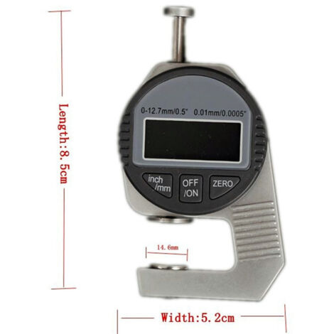 TRADE SHOP - Spessimetro Micrometro Digitale Palmer Alta Precisione 0-12,7 Mm X 0,01 Mm -