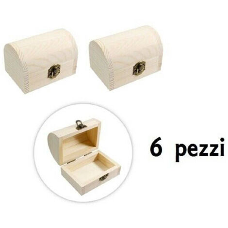 TRADE SHOP - Set 6 Scatoline In Legno Decoupage Portagioie Scatola Cofanetto Bauletto -