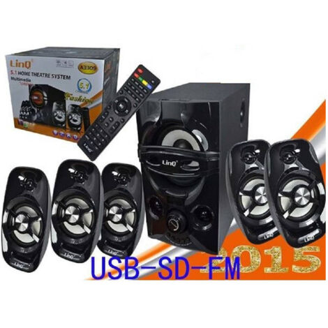 TRADE SHOP - Kit Casse Acustiche A3309 Sistema Altoparlanti Dolby Surround 5.1 Usb Hd Tv Pc -