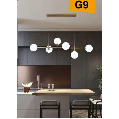 TRADE SHOP - Lampadario Da Soffitto Moderno A Sospensione Con 6 Sfere Attacco Lampadine G9 B88 -