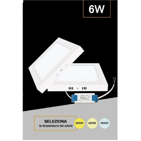 Lampada Plafoniera Led 6w Montaggio Soffitto Muro Luce 230V QUADRATO Luce Calda 3000k 85174449