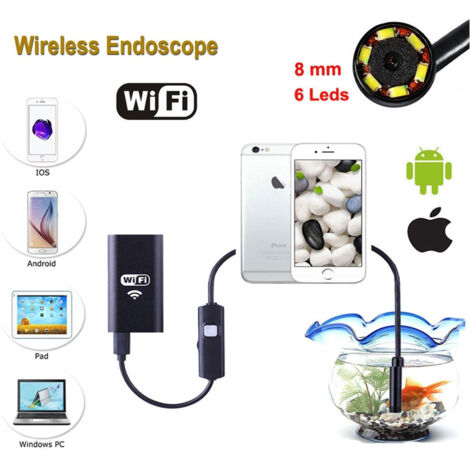 TRADE SHOP - Telecamera Endoscopica Per Ispezione Wifi Per Smartphone 6 Led Mt Ip67 -    -5 mt   -