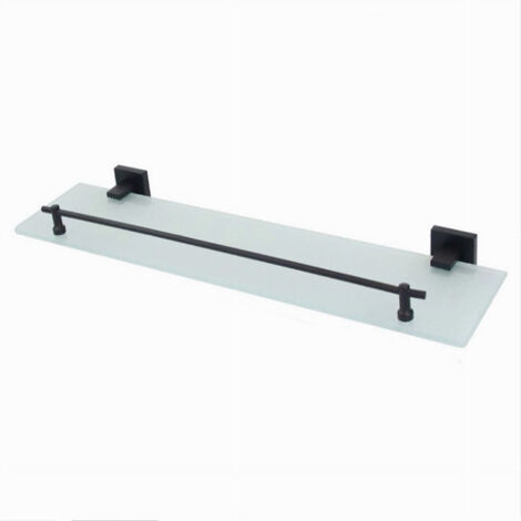 Cleafe - Mensola Vetro Satinato Bagno Reggimensola Acciaio Nero ...