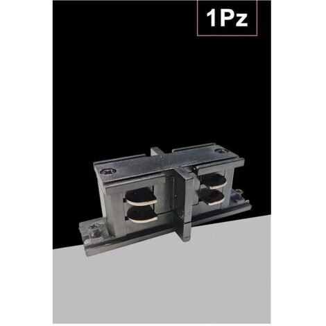 TRADE SHOP - Connettore Tipo I Dritto Giunto Per Binario Trifase Colore Bianco Nero Gf068-d - Nero (1/2)