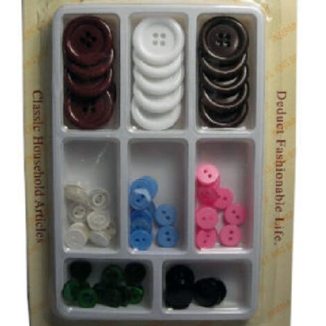 100 Set Da Cucito Cortesia In Scatolina - Kit Con Ago, Filo 6 Colori, 2 Bottoni E Spilla Da Balia - Ideale Per Hotel, Viaggi, Emergenze - Mini Confezione 6x9 Cm