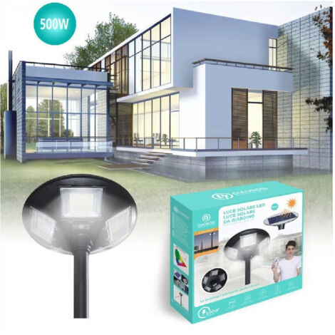 TRADE SHOP - Luce Lampione Faro Giardino Stradale Crepuscolare Pannello Solare 500 W Led-8447 -