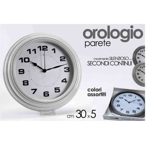 Kaela - Orologio Silenzioso Parete Stile Anticato Tondo 30x5cm Plastica Colori Ass 667688 - (1/2)