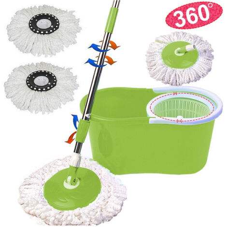 TRADE SHOP - Rotating Mop Roto Mop Mocio Rotante In Microfibra Con Secchio Strizzatore 360° -